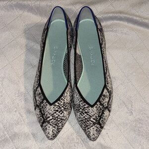 Rothy's python points Black and White Patterned Flats